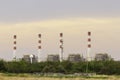 Thermal power plant at sunset Royalty Free Stock Photo