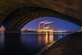 Thermal power plant under Vogres Bridge panorama over Voronezh river Royalty Free Stock Photo