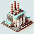 Thermal power plant. visualization 3d isometrical icon. Royalty Free Stock Photo