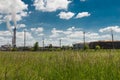 Thermal power stations and power lines. Distribution electric substation Royalty Free Stock Photo