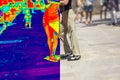 Thermal and real image of Street dancers performing tango