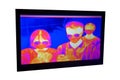 Thermal scanner, camera detecting infected people. Infrared thermography image showing the heat emission