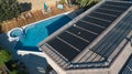 Thermal Solar Panels Installed on the Roof of a Large House Royalty Free Stock Photo