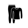 Thermal underwear silhouette set. Outline icon of pants and longsleeve. Black simple illustration of clothing for sports, outdoor