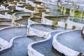 Thermal water in Egerszalok. The limestone hill. Mineral natural terraced basins