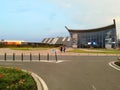 Therme Bucharest - side view at sunset Royalty Free Stock Photo