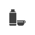 Thermo bottle and cup vector icon Royalty Free Stock Photo