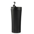 Thermo bottle isolated on white background with clipping path. Black color thermos, isolated background