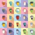 Thermo cup icons set flat vector. Coffee cup Royalty Free Stock Photo