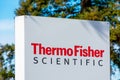 Thermo Fisher Scientific sign at the biotechnology product development company office in Silicon Valley, the high-tech hub of San Royalty Free Stock Photo