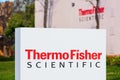 Thermo Fisher Scientific sign at the biotechnology product development company office in Silicon Valley, the high-tech hub of San Royalty Free Stock Photo