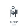 thermo icon vector from winter collection. Thin line thermo outline icon vector illustration. Linear symbol for use on web and