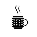 Thermo mug black icon, vector sign on isolated background. Thermo mug concept symbol, illustration Royalty Free Stock Photo