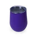 Thermo mug dark purple on a white background for coffee and tea. Royalty Free Stock Photo