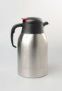 Thermo or Thermo flask from stainless stee on background. Royalty Free Stock Photo