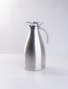 Thermo or Thermo flask from stainless stee on background. Royalty Free Stock Photo