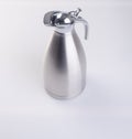 Thermo or Thermo flask from stainless stee on background. Royalty Free Stock Photo