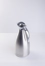 Thermo or Thermo flask from stainless stee on background. Royalty Free Stock Photo
