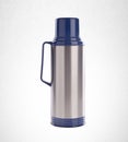 Thermo or Thermo flask from stainless stee on background. Royalty Free Stock Photo