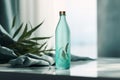 Thermo water bottle mockup refreshing teal drink with minimal design