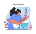 Thermoception illustration. A woman engaging with temperature.