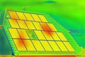 Thermographic inspection of photovoltaic systems by house.Thermovision image of solar panels. Infrared thermovision image. Infrare