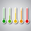 Thermometer as stress level scale emotions. Stress level scale emotions. Color level indicator Royalty Free Stock Photo
