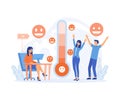 Thermometer as stress level scale emotions, mood. Fully charged active mentally healthy employee Royalty Free Stock Photo