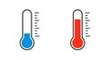 Thermometer blue and rad icon in flat. Vector logo element