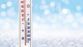 The thermometer on a blurred winter background shows 15 degrees below zero Royalty Free Stock Photo