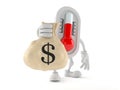 Thermometer character holding money bag