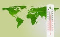 Thermometer check the world map temperature with impact of global.