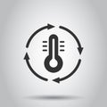 Thermometer climate control icon in flat style. Meteorology balance vector illustration on white isolated background. Hot, cold Royalty Free Stock Photo