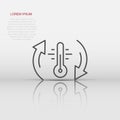 Thermometer climate control icon in flat style. Meteorology balance vector illustration on white isolated background. Hot, cold Royalty Free Stock Photo