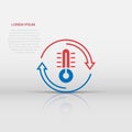 Thermometer climate control icon in flat style. Meteorology balance vector illustration on white isolated background. Hot, cold Royalty Free Stock Photo