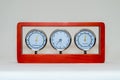 Thermometer clock and hygrometer isolated on white background Royalty Free Stock Photo