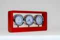 Thermometer clock and hygrometer isolated on white background Royalty Free Stock Photo