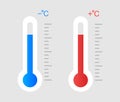 Thermometer. Cold and heat. Subzero temperature and above zero