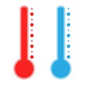 Thermometer cold and hot icon. Freeze temperature vector weather warm cool indicator. Meteorology thermometers measuring heat and