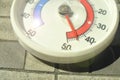 Thermometer displaying high temperatures, climate change,global warming concept, 45 degree Celsius equals 113 Fahrenheit