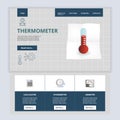 Thermometer flat landing page website template. Calculator, hygrometer, ammeter. Web banner with header, content and Royalty Free Stock Photo