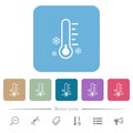Thermometer frosty temperature flat icons on color rounded square backgrounds