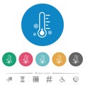 Thermometer frosty temperature flat round icons