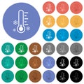 Thermometer frosty temperature round flat multi colored icons