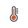 Thermometer heat icon isolated flat design vector illustration
