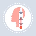 Thermometer high temperature human head profile icon healthcare medical service logo medicine and health symbol flat