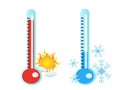 Thermometer in hot and cold temperature Royalty Free Stock Photo