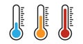 Thermometer hot cold temperature vector icon set Royalty Free Stock Photo