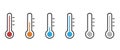 Thermometer hot cold temperature vector icon set. 10 EPS Royalty Free Stock Photo