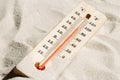 Thermometer on the hot sand global warming concept Royalty Free Stock Photo